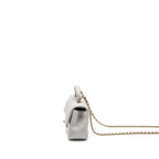 Chanel top handle mini rectangular flap bag lambskin light grey LGHW (Microchip)