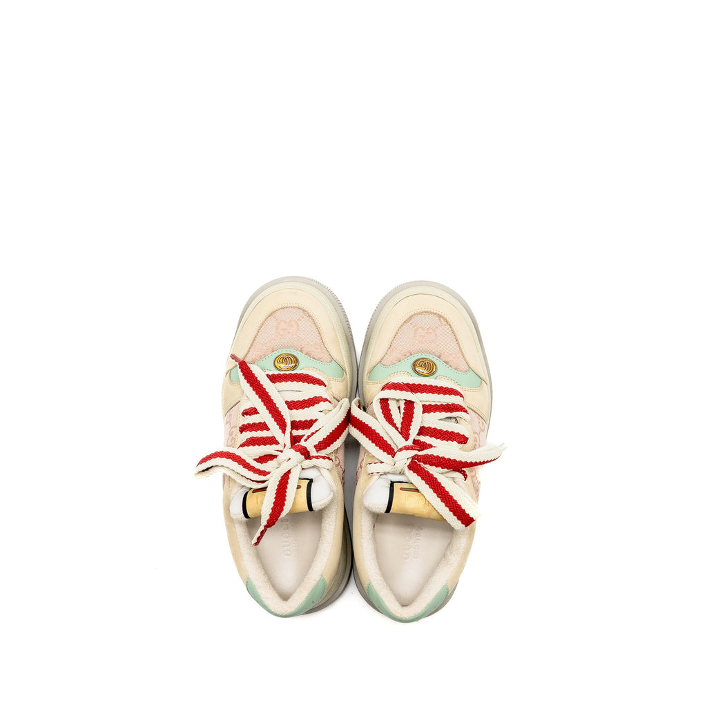 Gucci Size 37 Screener Trainer GG Canvas/Leather Pink/Beige/Multicolour