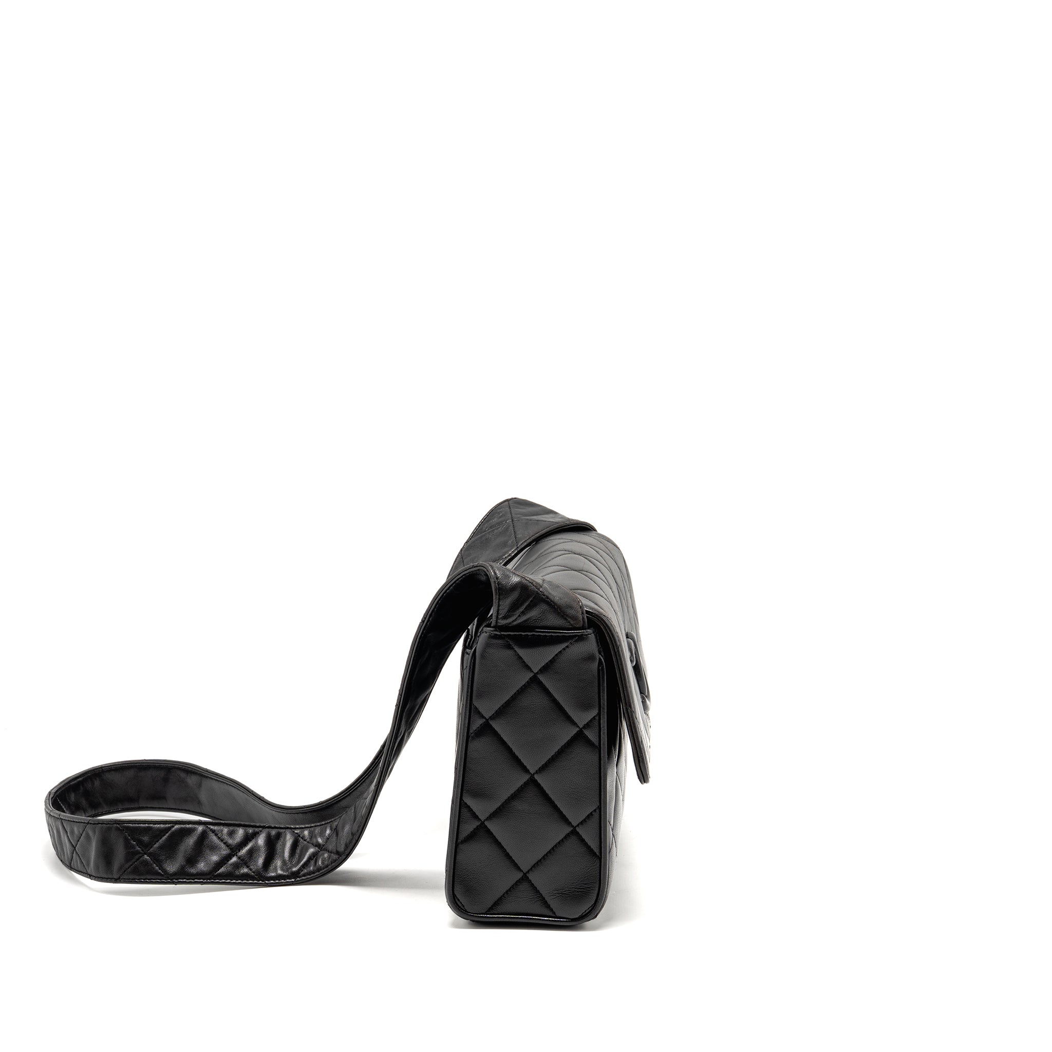 Chanel Vintage Quilted CC Flap Bag Lambskin Black GHW