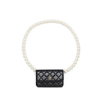 Chanel Card Holder with Maxi Pearls Chain Lambskin Black LGHW