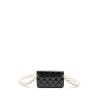 Chanel Card Holder with Maxi Pearls Chain Lambskin Black LGHW