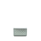 Chanel Boy Wallet on Chain Patent Calfskin Iridescent Light Blue LGHW