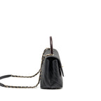 Chanel Medium Chevron Coco Handle Caviar Black / burgundy handle LGHW