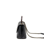 Chanel Medium Chevron Coco Handle Caviar Black / burgundy handle LGHW
