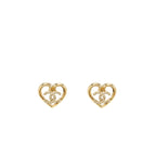 Chanel Heart and CC earrings light gold tone