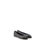 Chanel Size 37.5 Ballet Flats Lambskin/Patent Grey/Black