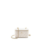 Chanel Long Vanity with Chain Caviar White LGHW (Microchip)