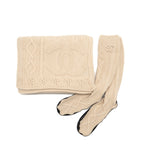 Chanel CC Logo Sock Slipper&Blanket Travel Set Cashmere Cream Knit