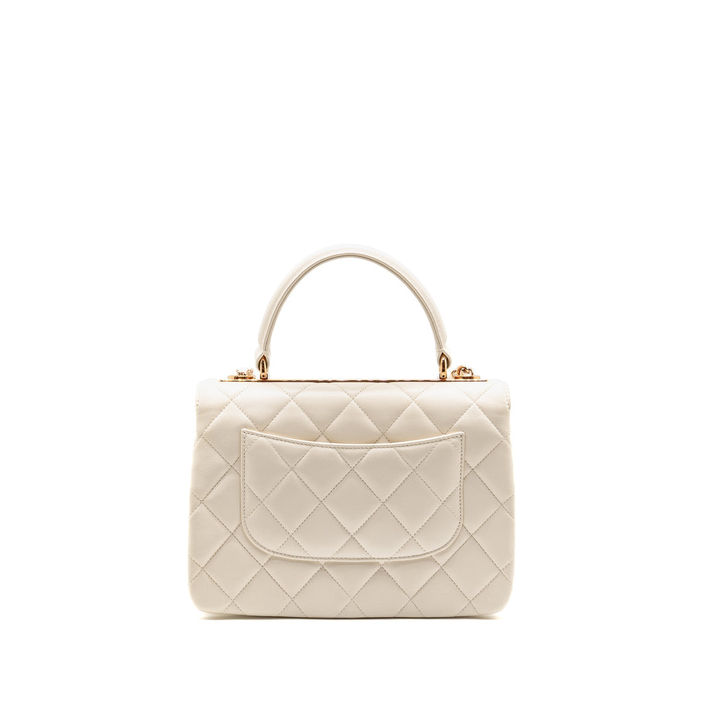 Chanel Top Handle Trendy CC Flap Bag Lambskin White RGHW (microchip)