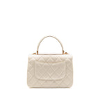 Chanel Top Handle Trendy CC Flap Bag Lambskin White RGHW (microchip)