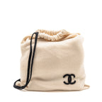 Chanel CC Logo Sock Slipper&Blanket Travel Set Cashmere Cream Knit