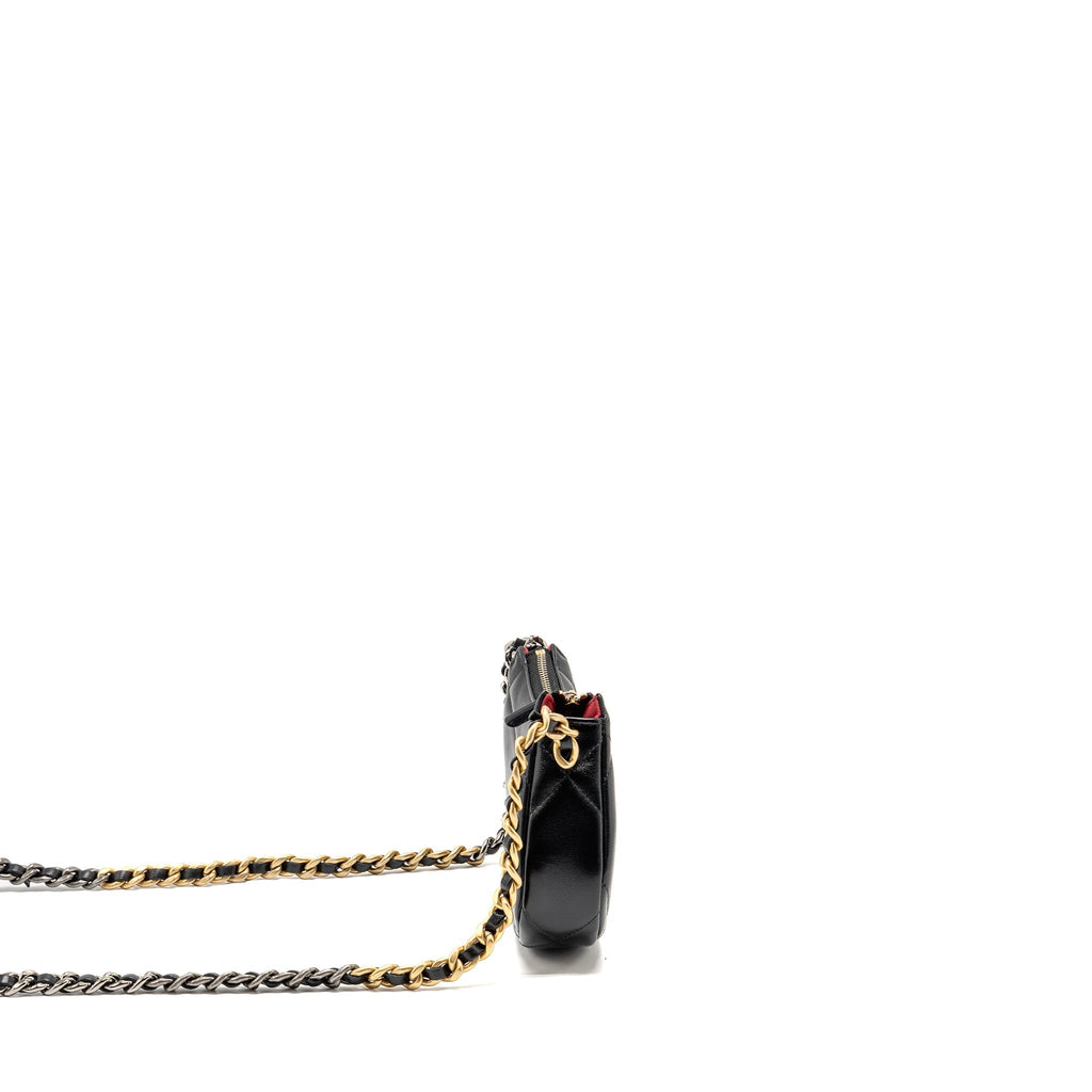 Chanel 19 crossbody hobo lambskin black multicolour hardware (microchip)
