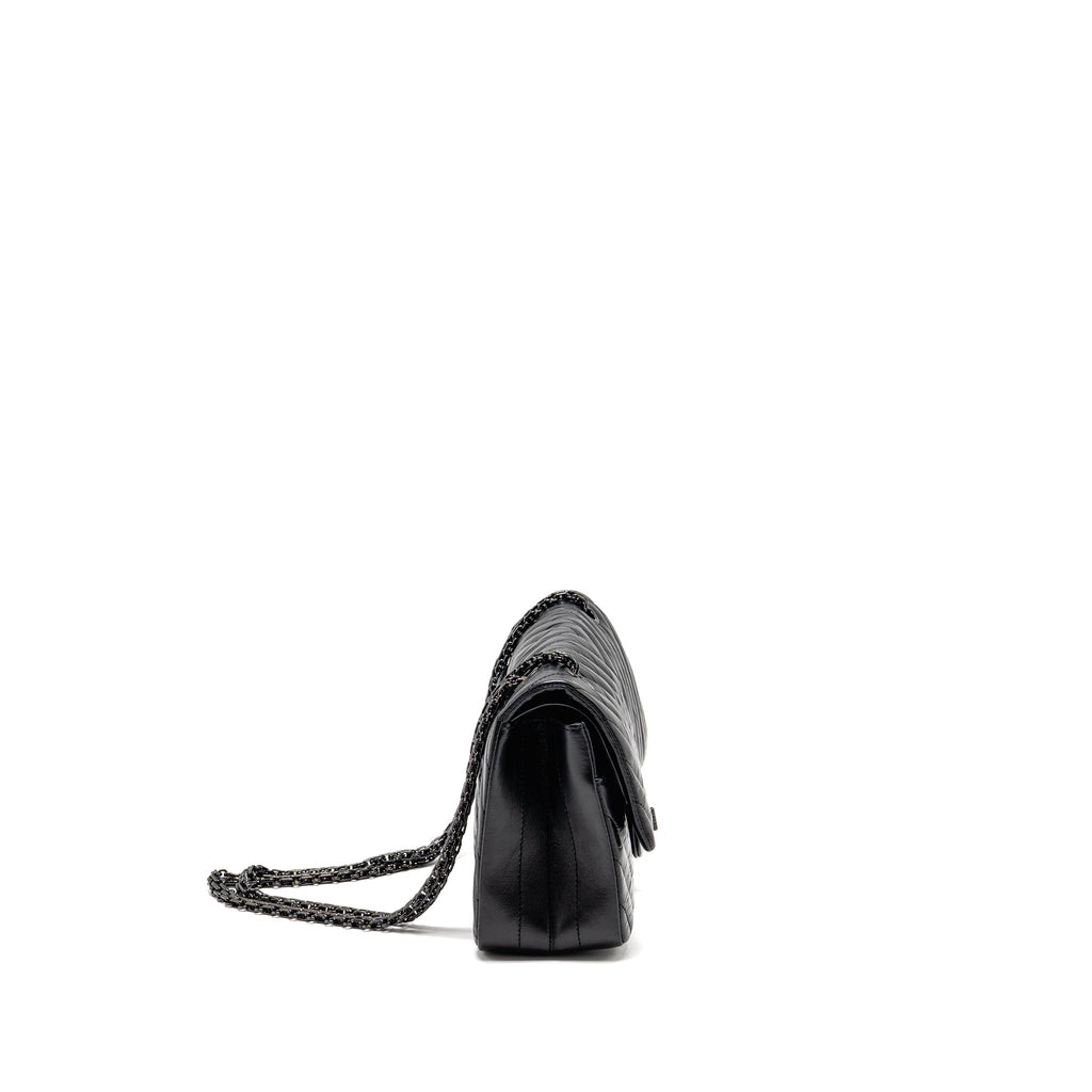 Chanel Small 2.55 Reissue Double Flap Bag Chevron Aged Calfskin So Black