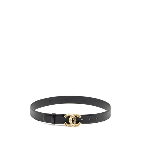 Chanel Size 80 Detailed CC Belt Leather/Crystal LGHW