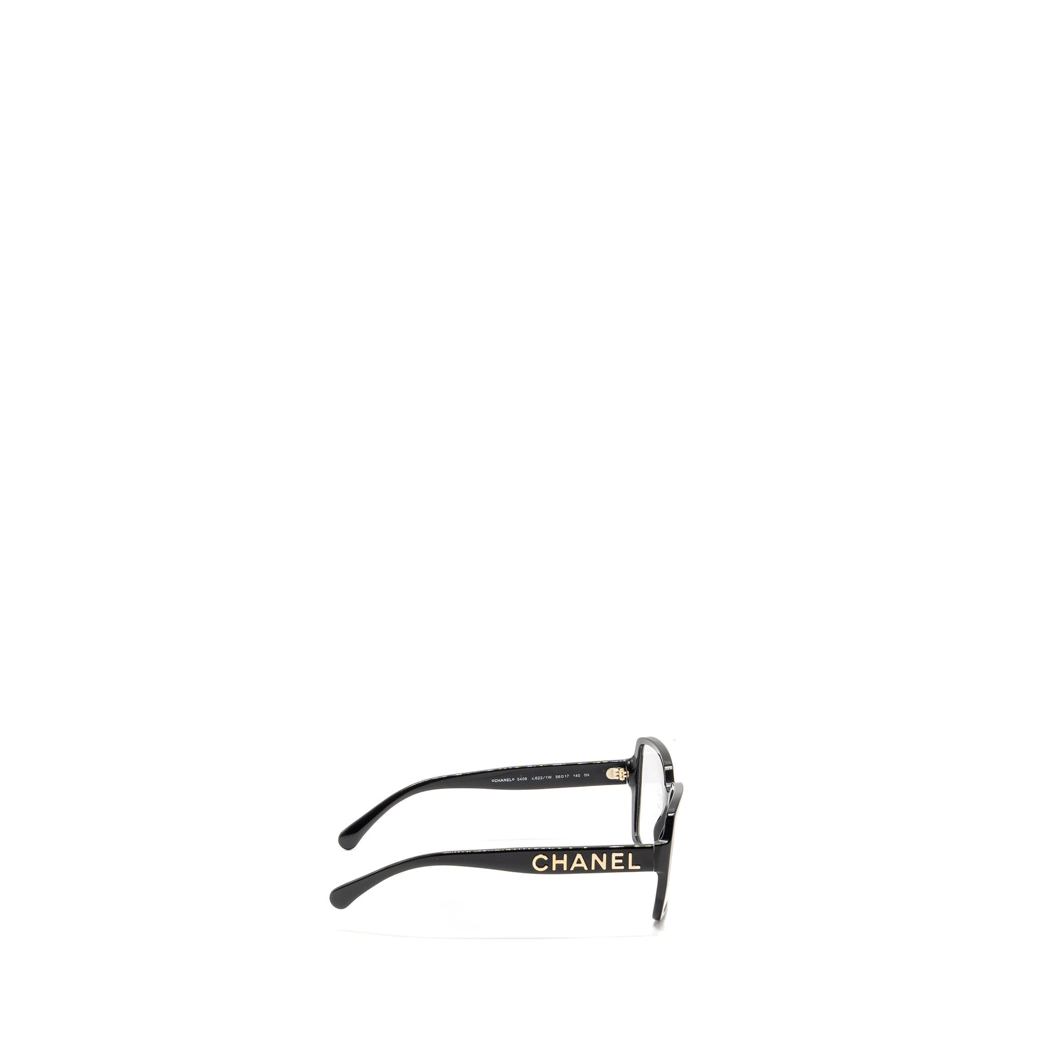 Chanel Letter Logo Square Glasses Black LGHW