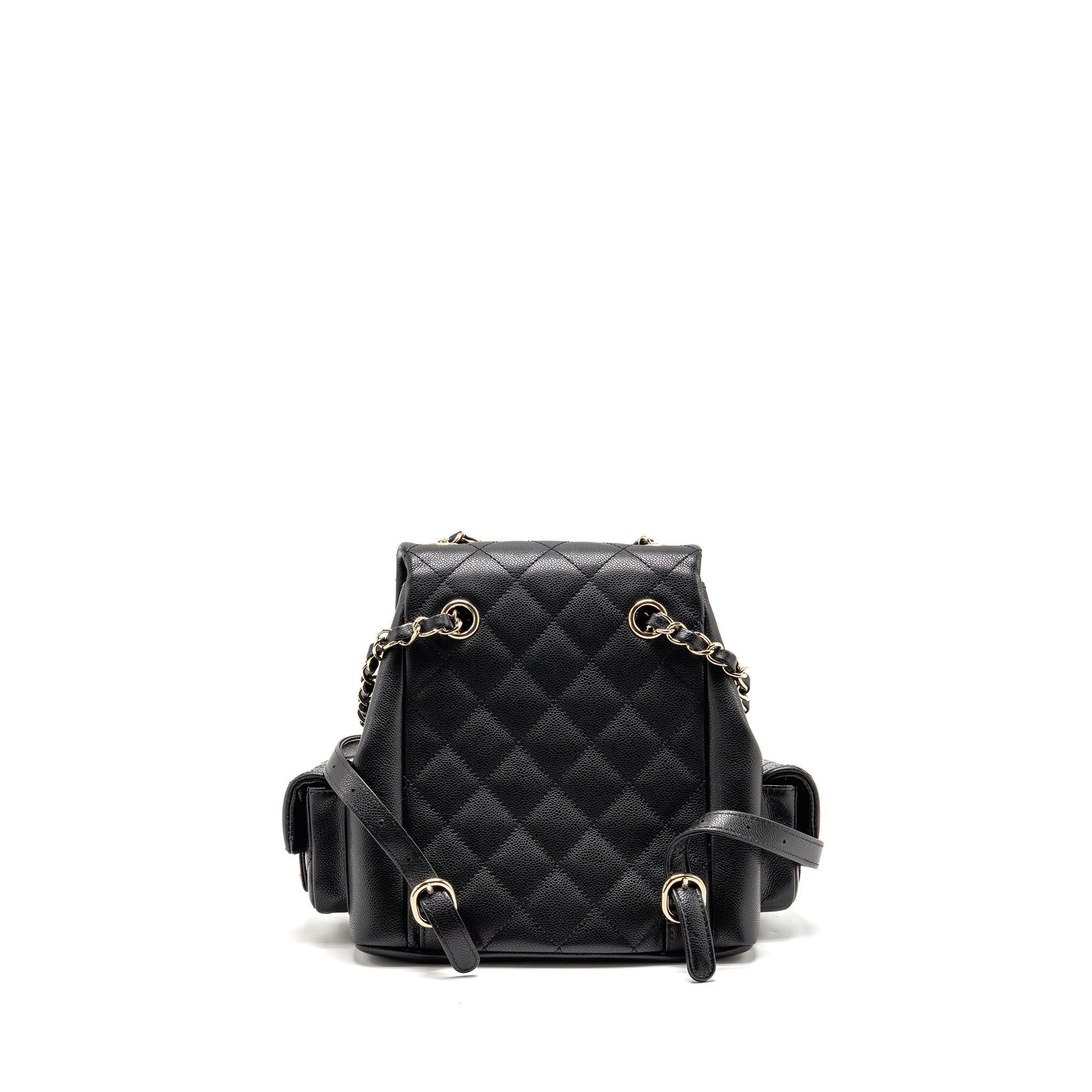 Chanel Triple Pocket Backpack Caviar Black LGHW (Microchip)