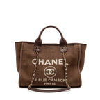 Chanel Deauville tote bag canvas dark brown LGHW (microchip)