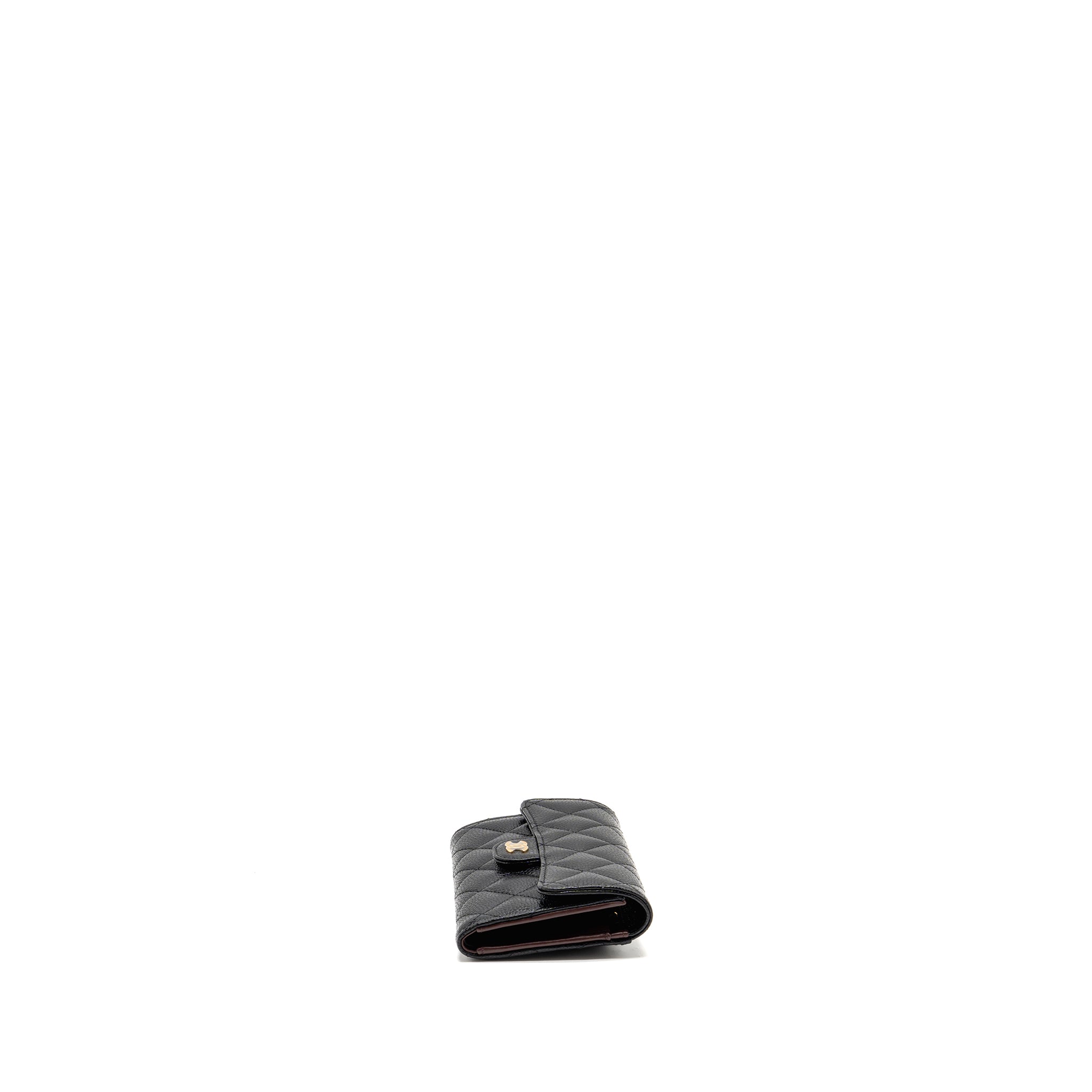 Chanel medium classic flap compact wallet caviar black GHW(microchip)