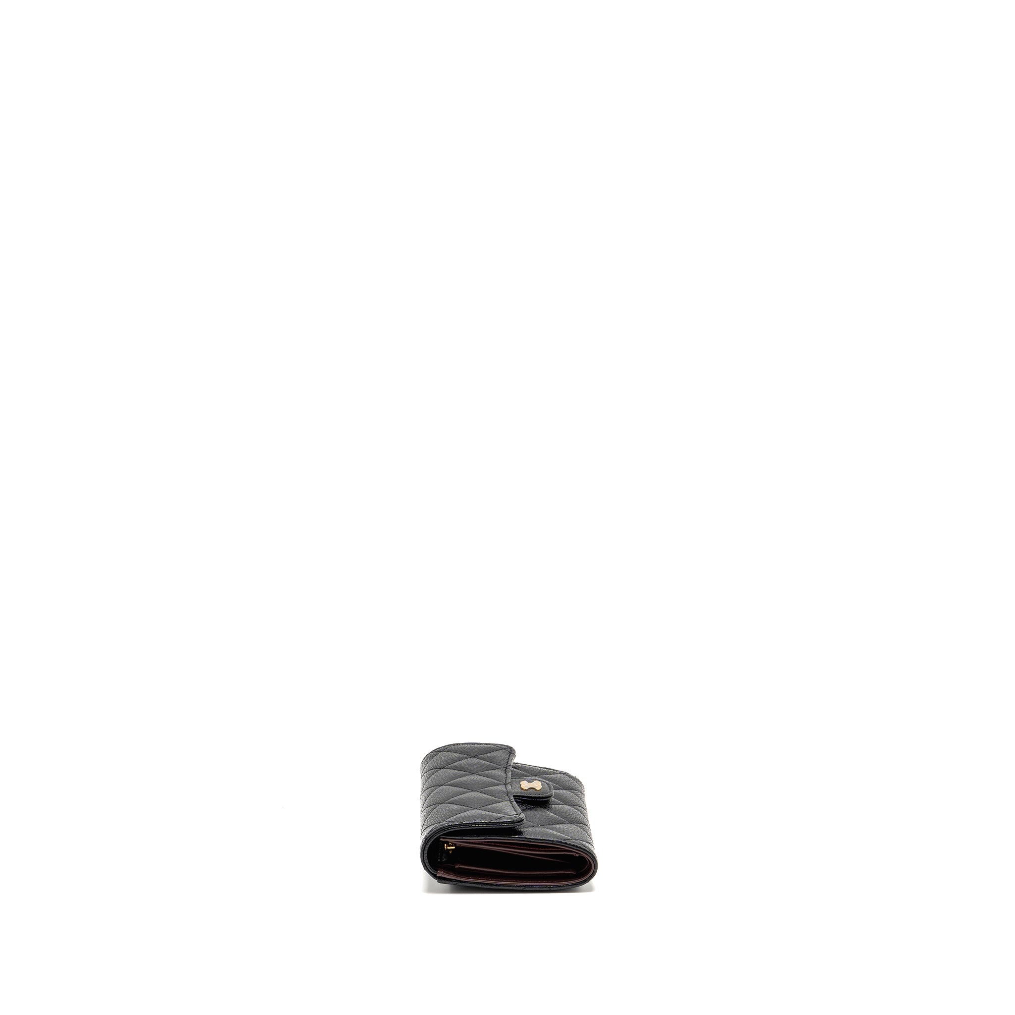 Chanel medium classic flap compact wallet caviar black GHW(microchip)