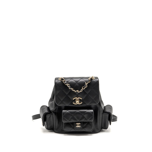 Chanel Triple Pocket Backpack Caviar Black LGHW (Microchip)