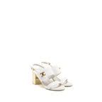 Chanel Size 37 23P CC Logo Sandals Patent Goatskin White GHW