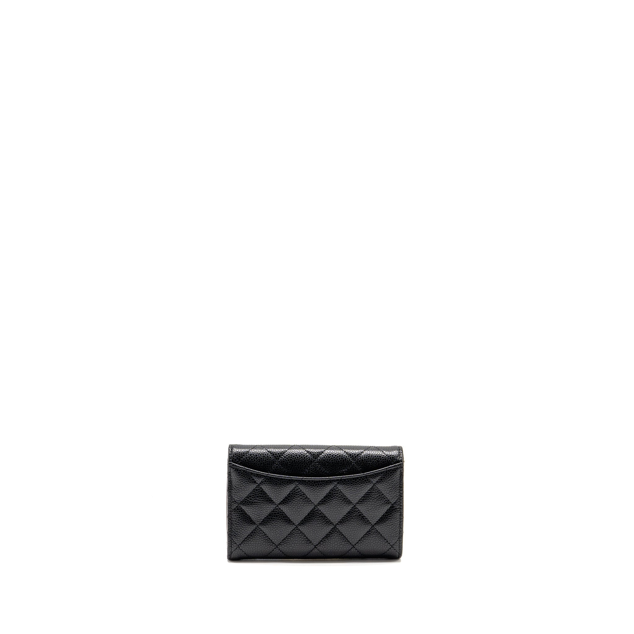Chanel medium classic flap compact wallet caviar black GHW(microchip)