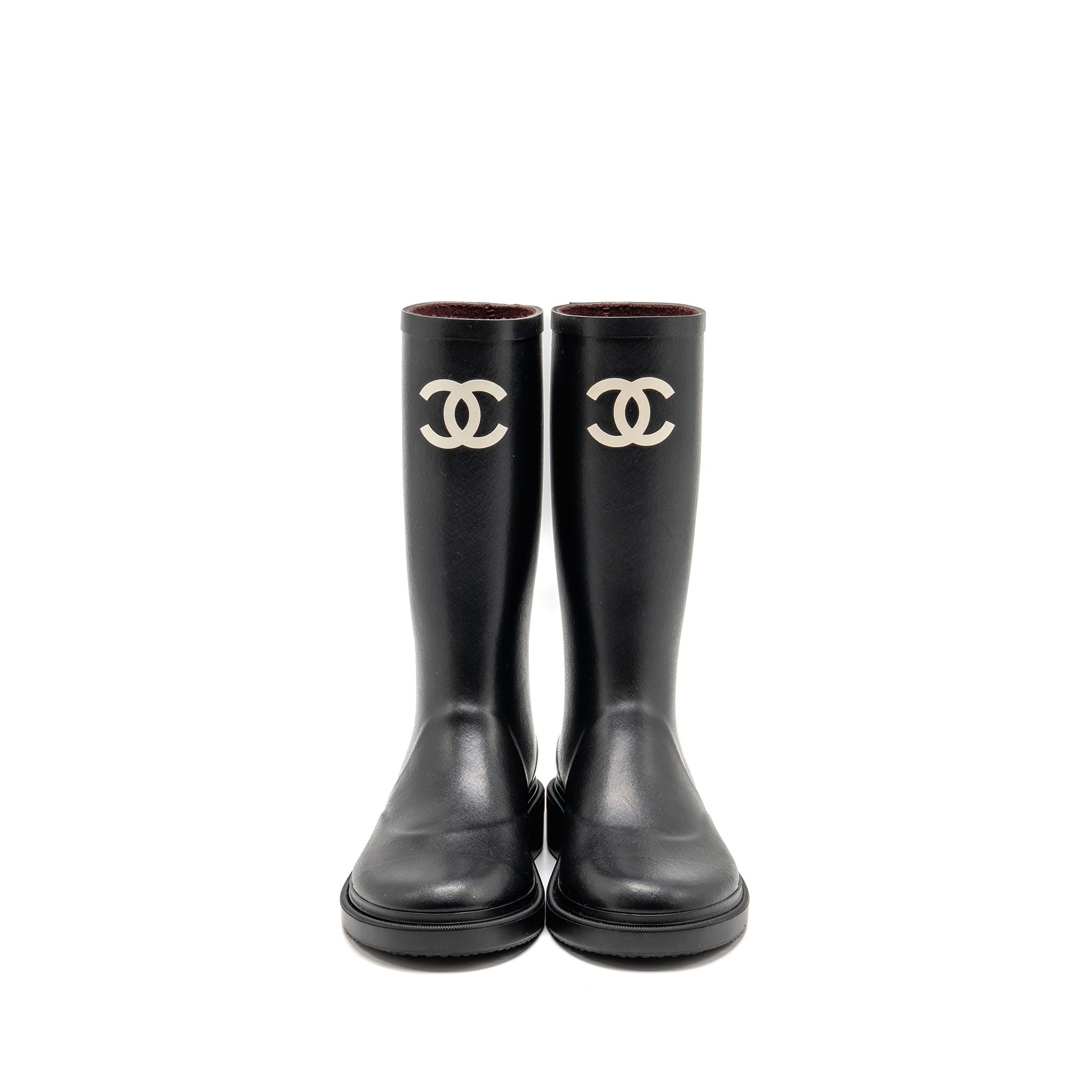 Chanel Size 39 25B High Boots Caoutchouc Black
