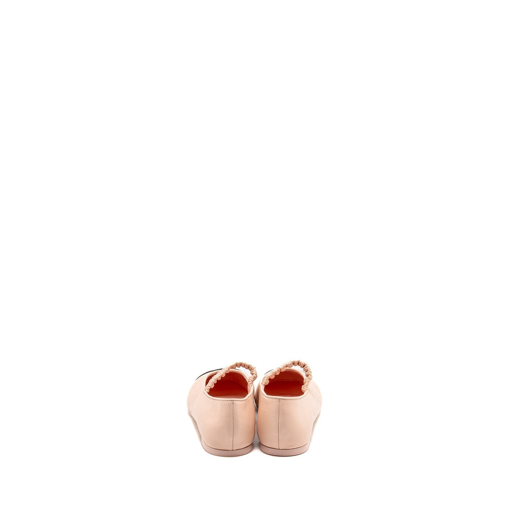 Chanel Size 36 24C Mary Janes Ballet Flats Lambskin Light Pink/Black and Logo Leg Warmers Cotton Light Pink (Sell in a set)