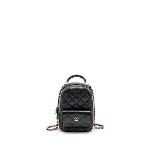 Chanel Mini backpack / crossbody bag caviar black LGHW (microchip)