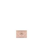 Chanel Crystal CC Logo Card Holder Caviar Pink LGHW (microchip)