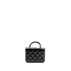 Chanel Mini Top Handle Flap Coin Purse with Chain Lambskin Black LGHW