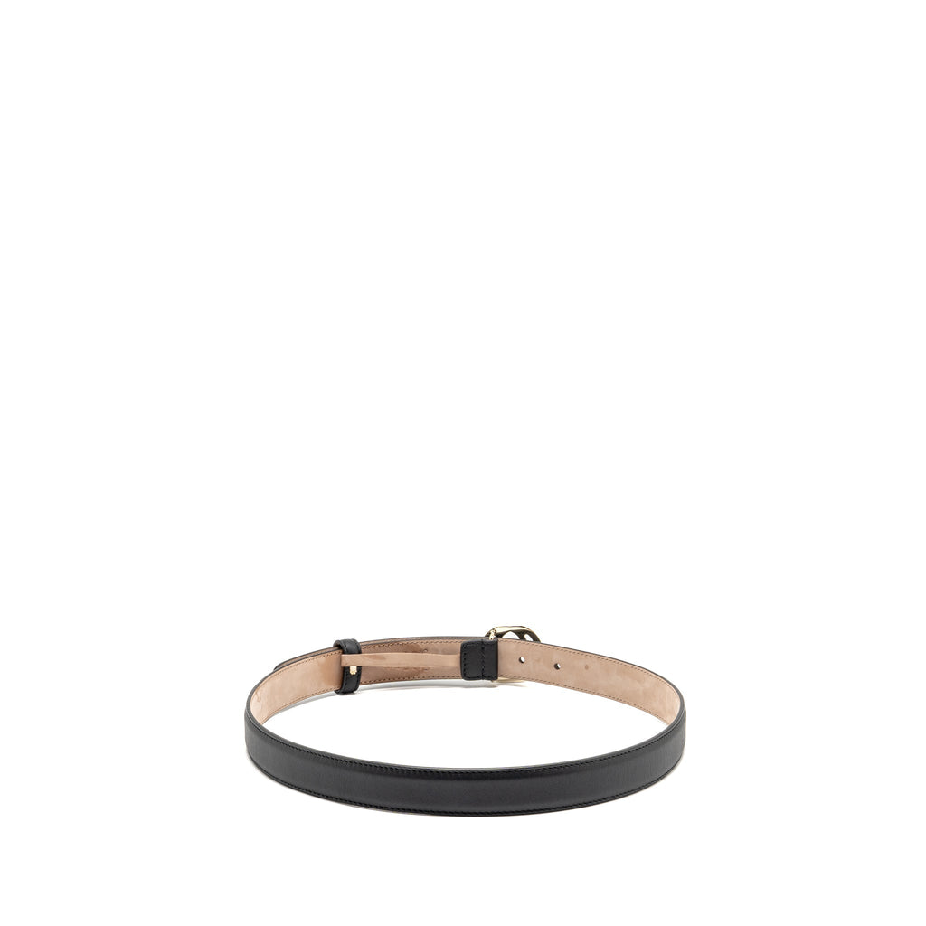 Gucci Size 80 Blondie Interlocking GG Logo Belt Leather Black LGHW