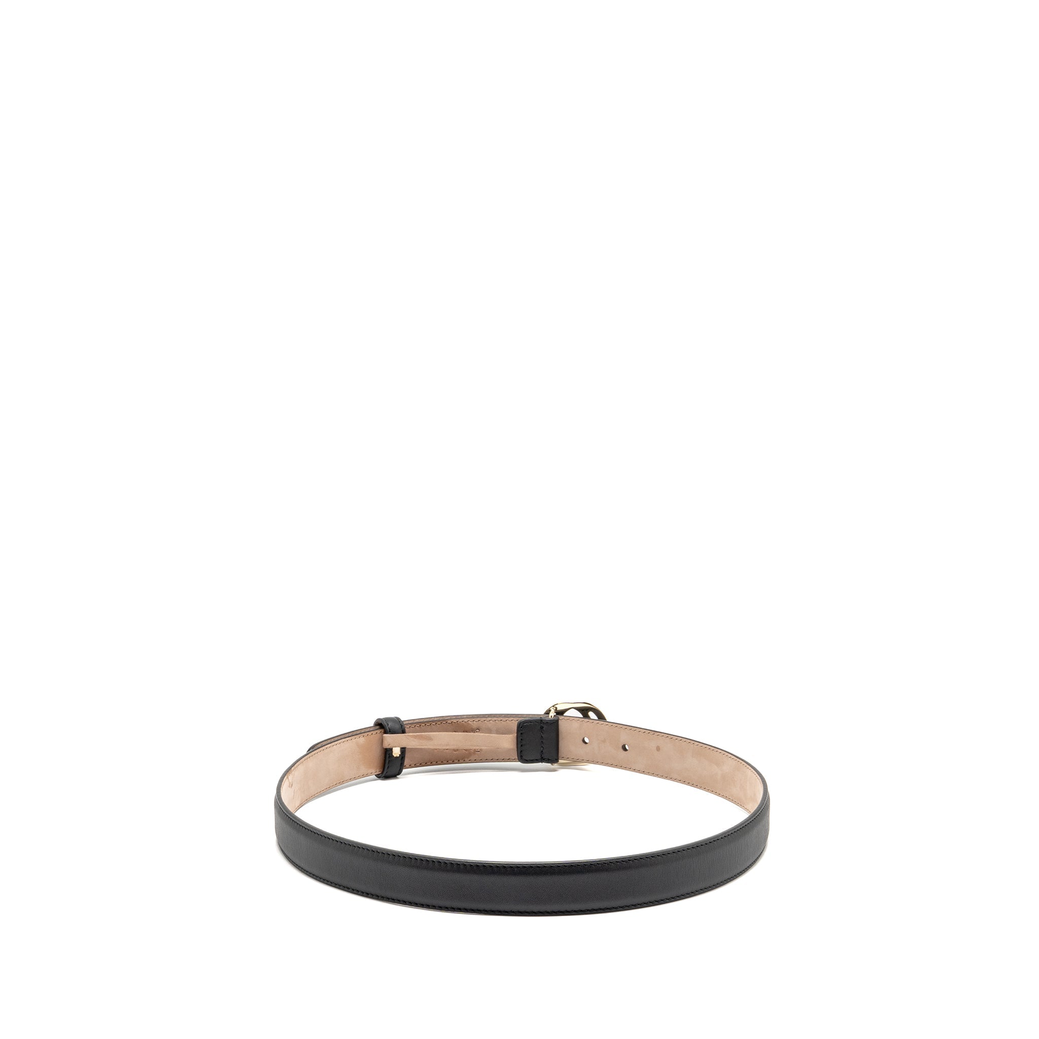 Gucci Size 80 Blondie Interlocking GG Logo Belt Leather Black LGHW