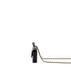 Chanel Mini Top Handle Flap Coin Purse with Chain Lambskin Black LGHW
