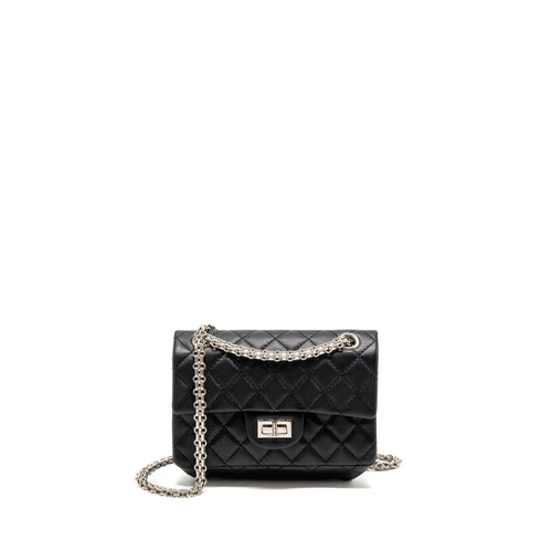 Chanel MINI 2.55 reissue aged calfskin black SHW (Microchip)