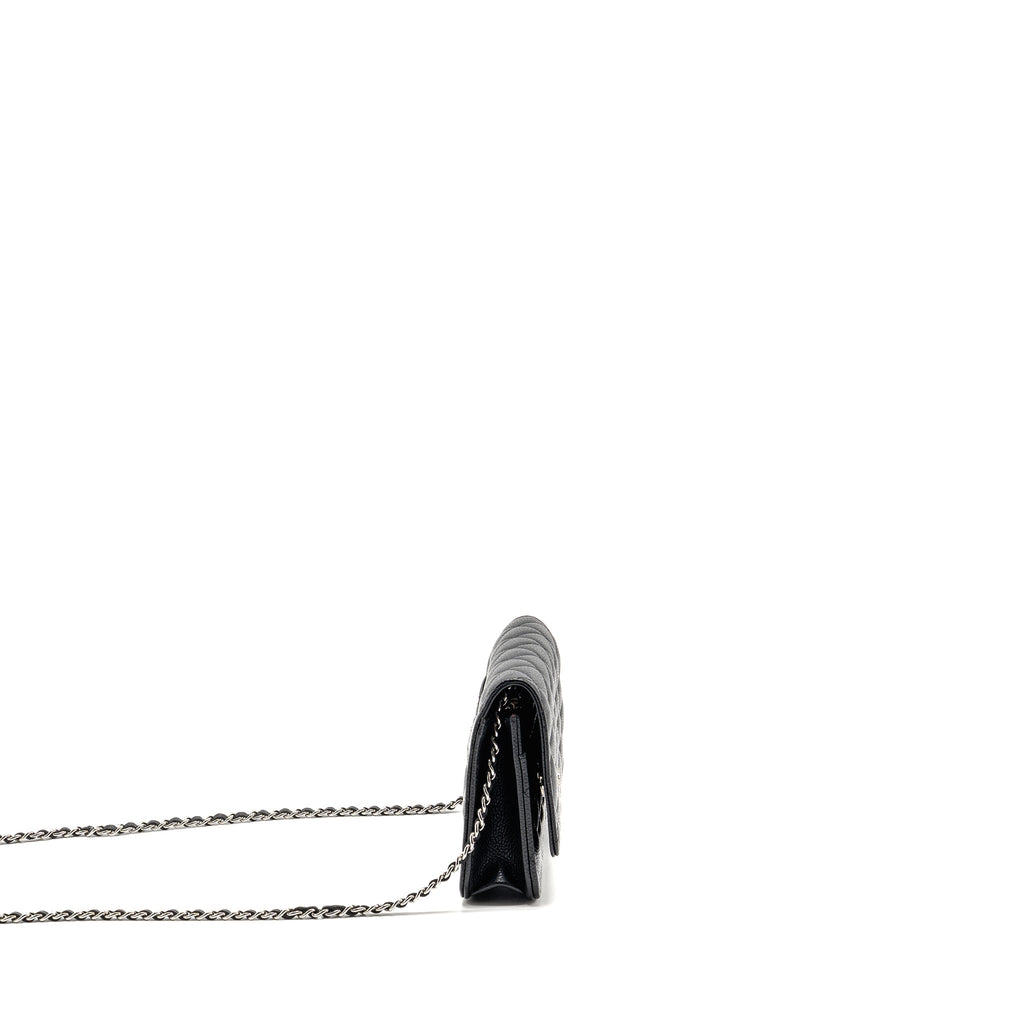 Chanel classic wallet on chain caviar black SHW (microchip)