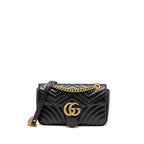 Gucci Small GG Marmont Shoulder Bag Calfskin Black GHW
