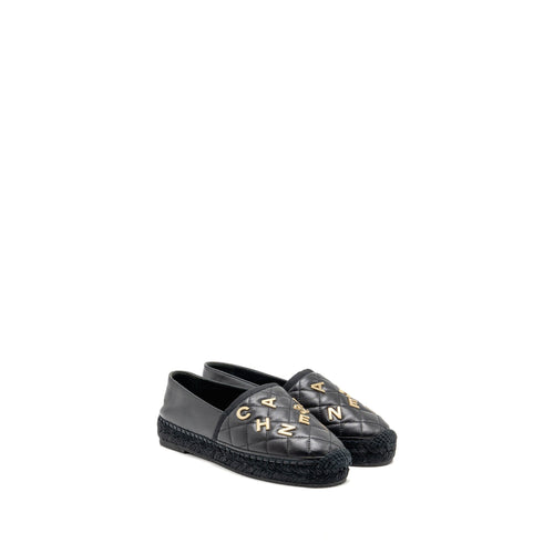 Chanel Size 38 Espadrilles Lambskin/Grosgrain Black GHW