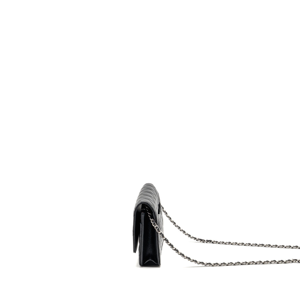Chanel classic wallet on chain caviar black SHW (microchip)