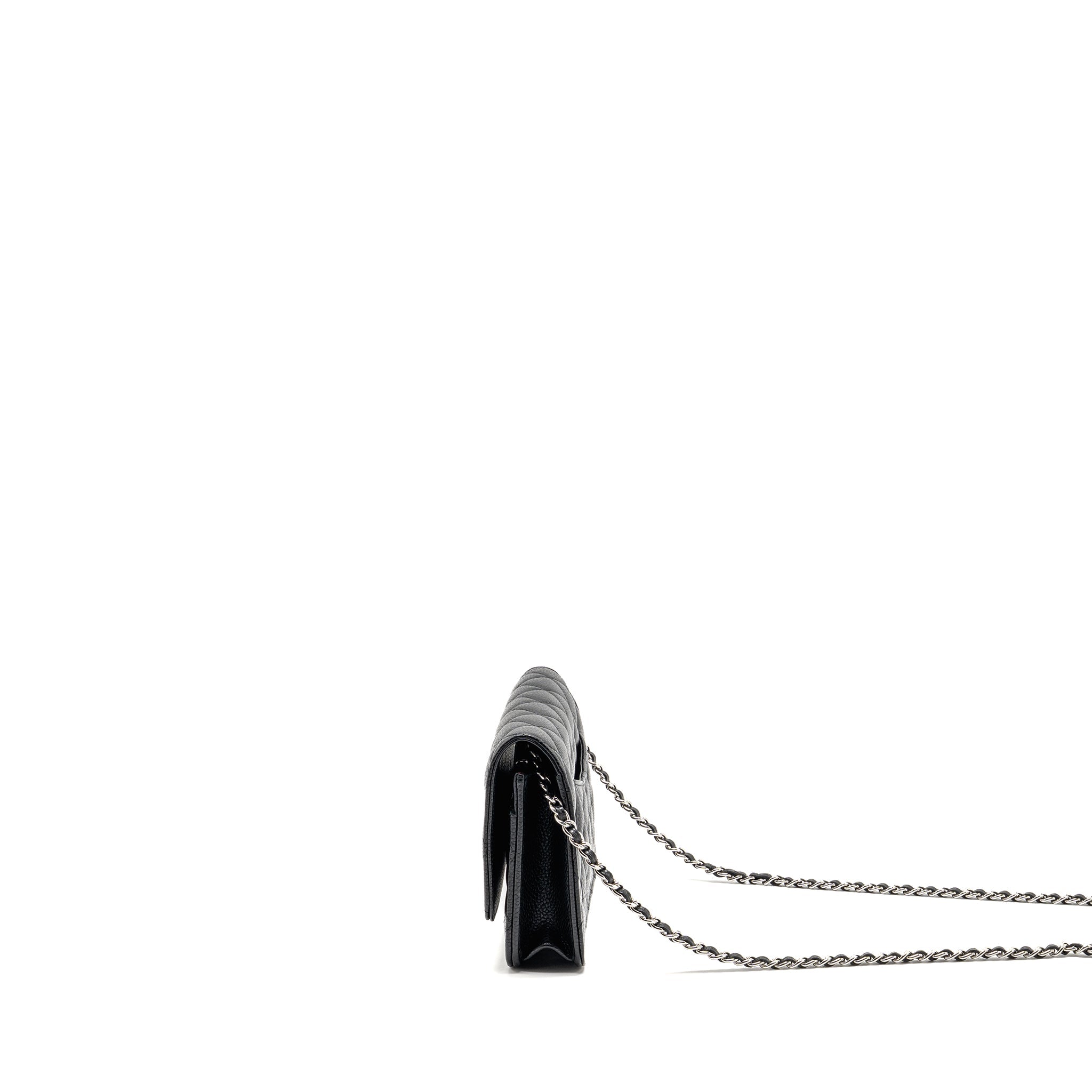 Chanel classic wallet on chain caviar black SHW (microchip)