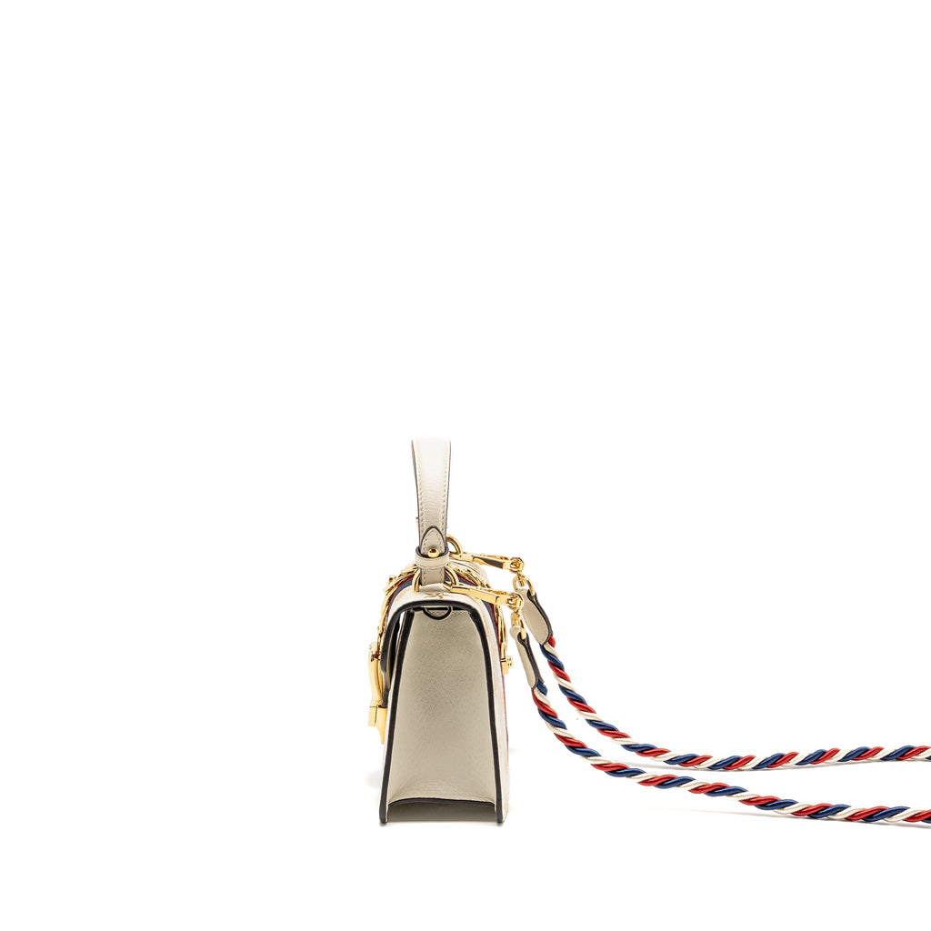Gucci Mini Sylvie Bee Star Top Handle Calfskin White/Multicolour GHW