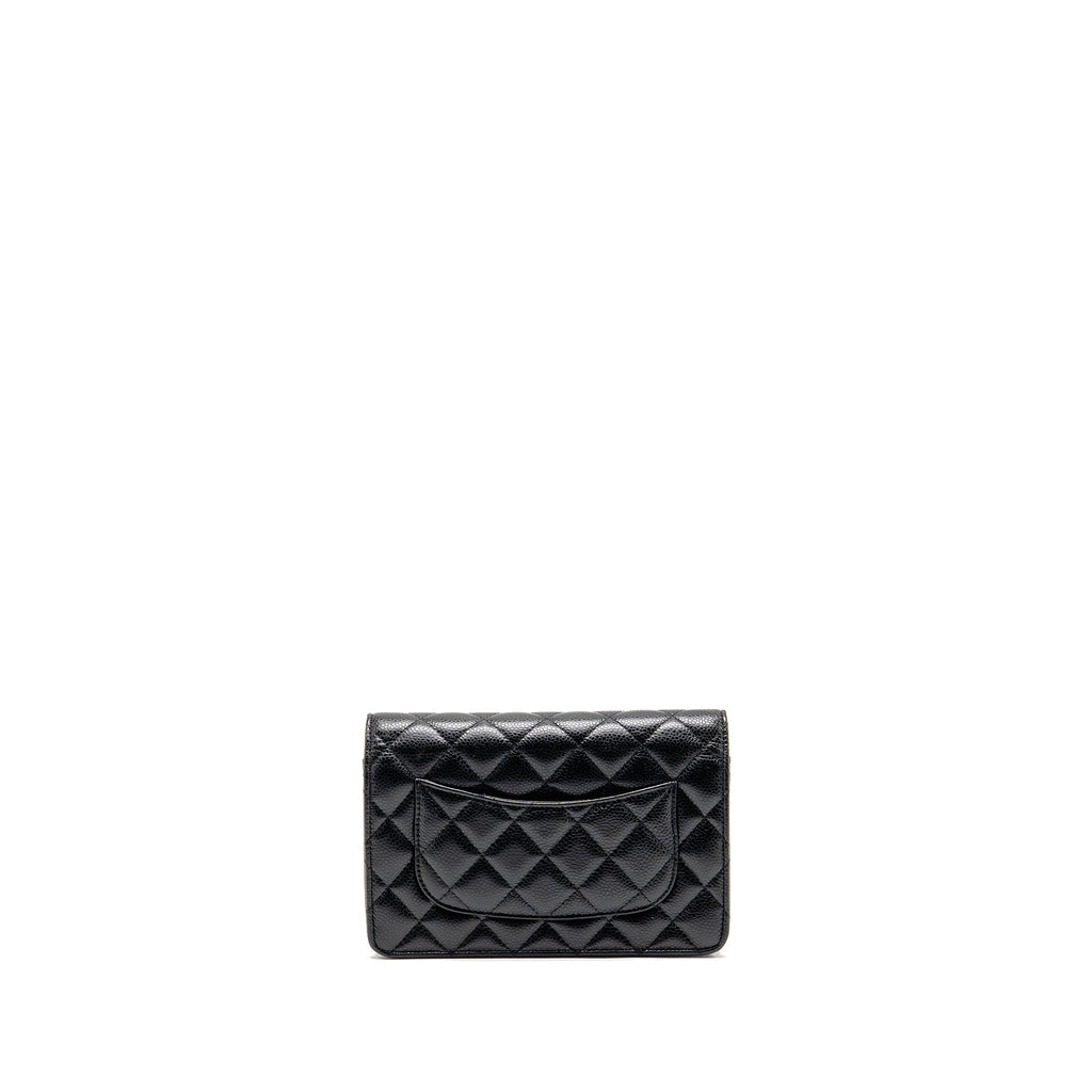 Chanel classic wallet on chain caviar black SHW (microchip)