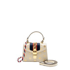 Gucci Mini Sylvie Bee Star Top Handle Calfskin White/Multicolour GHW