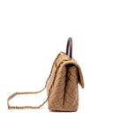 Chanel Large Coco Handle with Lizard Handle Caviar Beige GHW