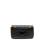 Gucci Small GG Marmont Shoulder Bag Calfskin Black GHW