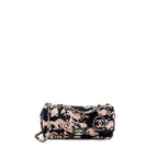 Chanel Mirror Charm Single Flap Bag Fabric Black/Pink SHW