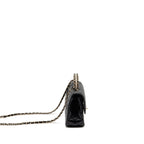 Chanel 23a Crystal Top Handle Flap Bag Shiny Lambskin Black LGHW(microchip)