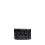Chanel Detailed Strap Wallet on Chain Lambskin Black with Multicolour Hardware (Microchip)