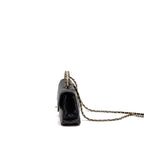 Chanel 23a Crystal Top Handle Flap Bag Shiny Lambskin Black LGHW(microchip)
