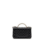 Chanel 23a Crystal Top Handle Flap Bag Shiny Lambskin Black LGHW(microchip)